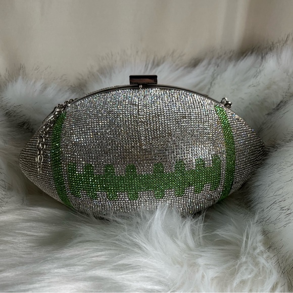 AKIRA Silver and Green Football Clutch - Picture 9 of 13